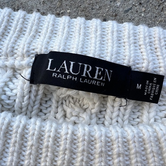 Ralph Lauren Black Label Heavy Cotton Cableknit Relaxed Sweater M Preppy Coastal - Picture 3 of 9